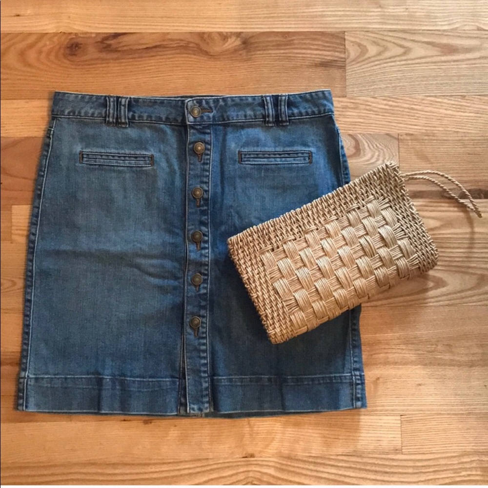 LOFT | Button-front Denim Skirt | Sz 4